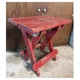 Vintage Red Folding Wooden Stool