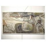 Mid Century Modern 1960 Abstract Art Oil Painting