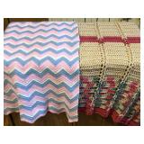 Handmade Crochet Afghan Throw Blankets Pair