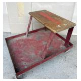 Vintage Rolling Work Stool w/ Wooden Seat Sears