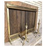 Brass Fireplace Screen & Andirons