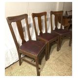Vintage Oak Wood Dining Chairs Set of 3