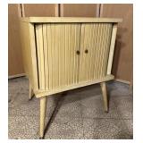 Mid Century Modern Tambour Door End Table Cabinet