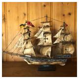 Old Wooden & Canvas Model Ship Sailboat - Orion