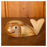 Carved Alabaster Whale Paperweight Sculpture