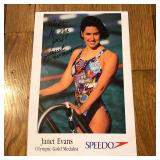 Autographed Janet Evans Speedo Publicity Photo Ad