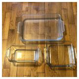 Lot of 3 Anchor Hocking Glass Baking Dishes