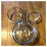 Lot of 3 Glass Mixing & Baking Dishes