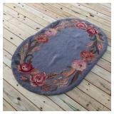 Oval Floral Hand Hooked Rug