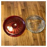 Lot of 2 Large Glass Serving Plates