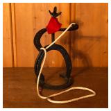 Western Horseshoe Cowboy Roping Sculpture