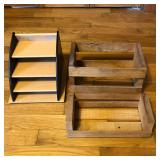 2 Wooden Crates & Letter Holder