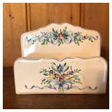 Signed Handpainted Floral Napkin Holder