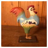 Russ Painted Metal Rooster Sculpture