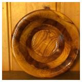 Artist Signed Segmented Sycamore Wood Serving Bowl