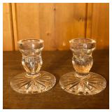 Pair Crystal Glass Candlesticks / Candle Holders