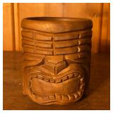 Carved Wood Polynesian Tiki Mug Cup