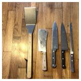 Lot of 5 Grilling Utensil Tools & Knives