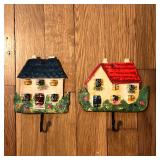 (2) Painted Metal House Hanging Hooks