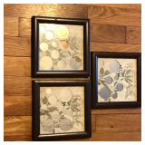 (3) Framed Mirrored Decorative Art