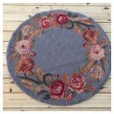 Round Floral Hand Hooked Rug