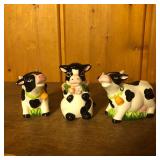 3 Cow Salt & Pepper Shakers