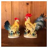 Pair of Norcrest Ceramic Rooster Figures