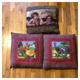 Lot of 3 Decorative Pillows - Rooster & Angel