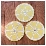 Lot of 3 Lemon Slice Drink Coasters