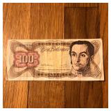 1992 Venezuela 100 Bolivares Banknote