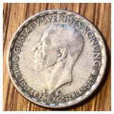 1949 Silver Sweden 1 Krona Coin