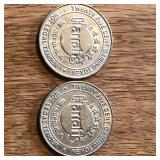 (2) Harrahs Casino Game Tokens