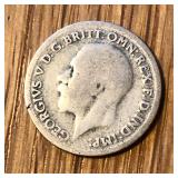 1931 Silver UK Six Pence Coin