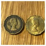 1963 & 1966 UK United Kingdom 3 Pence Coins