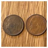 1965 & 1967 Norway 5 Ore Bronze Coins