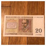 1950 Belgium 20 Francs Banknote Type 1950