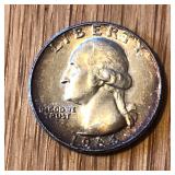 1964 Silver Washington Quarter Coin Rainbow Toning
