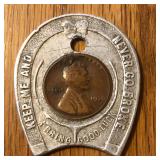 1930 Lincoln Wheat Penny Good Luck Horseshoe Token
