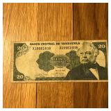 1990 Venezuela 20 Bolivares Banknote