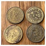 (4) Chuck E Cheeze Pizza Game Tokens
