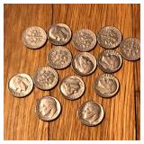 (14) 1970's Roosevelt Dime Coins