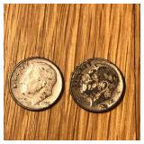 (2) 1950's Silver Roosevelt Dime Coins