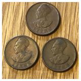 (3) Early Ethiopia Santeem Coins