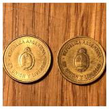 (2) Argentina 10 Centavos Coins