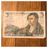 1943 Franc 5 Cinq Francs Berger Banknote