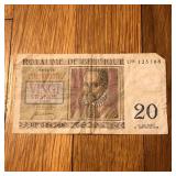 1950 Belgium 20 Francs Banknote - Type 1950