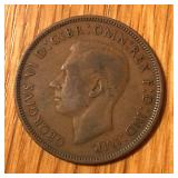 1937 United Kingdom 1 Penny Coin