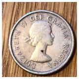 1960 Silver Canada 25 Cent Coin