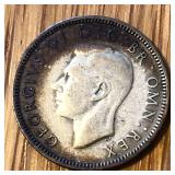 1939 Silver UK 1 Shilling Coin George VI Scottish
