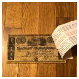 Replica Bank of US $1000 Confederate Banknote